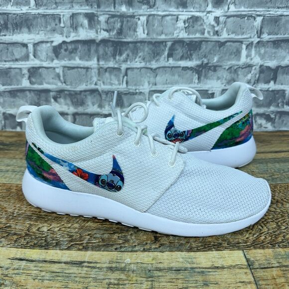 Nike Roshe One Triple White Lilo Stich Custom 511881-112 Mens Size 8 New - Picture 2 of 8